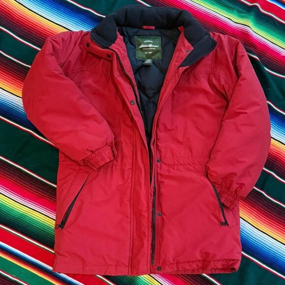 VTG 00s EDDIE BAUER GOOSE DOWN PUFFER women's parka jacket w/ detachable hood! - Picture 1 of 12